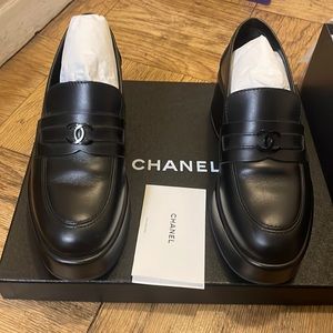 Black Chanel loafers